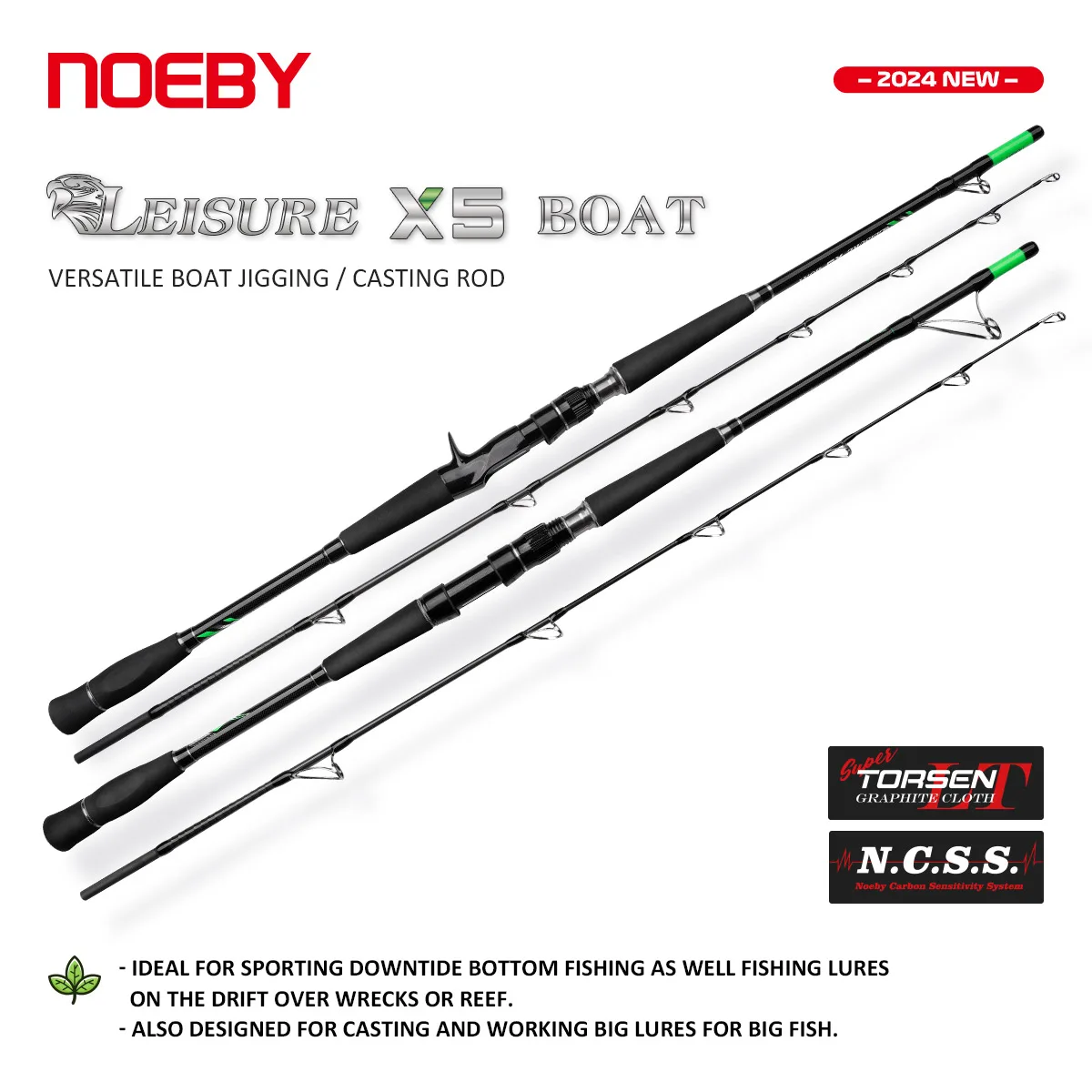 

NOEBY Leisure X5 BOAT ROD 1.83m 2.13m 2.43m 2 Section Spinning Casting Carbon Fishing Rod Saltwater Fishing Equipment