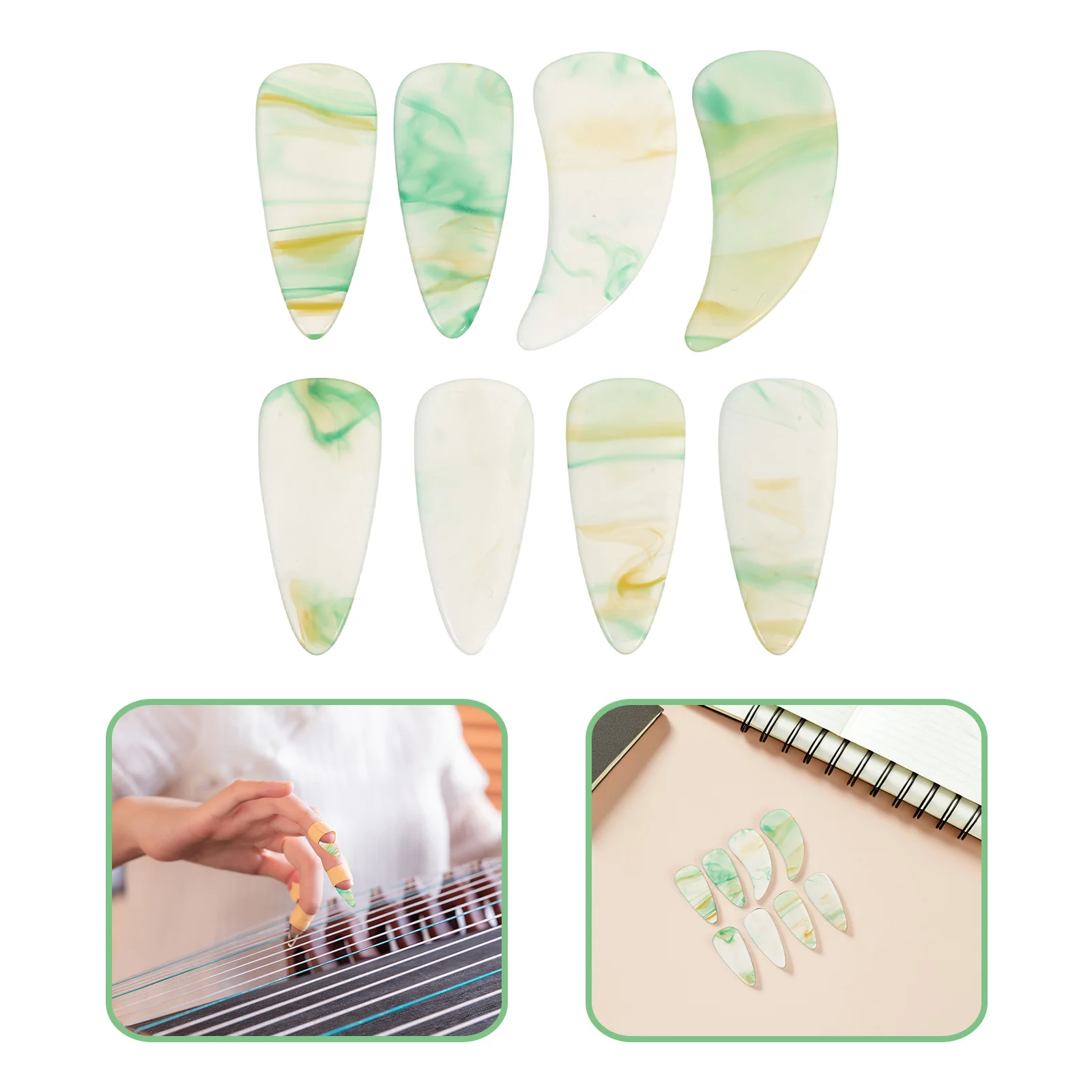 

8Pcs Guzheng Finger Picks Professional Double Arc Design Comfort Fit Reusable Chinese Musical Instrument Nails for Performance