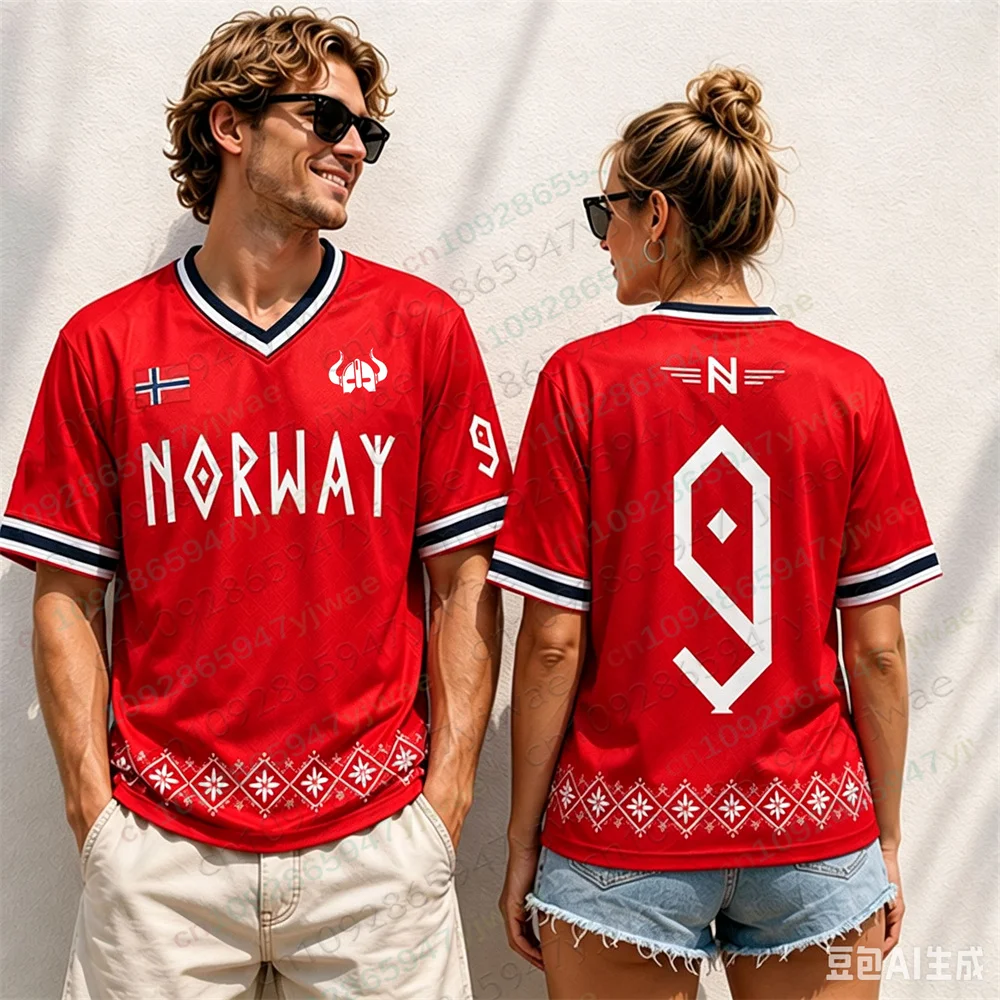 Norway Haaland Football Jersey Vikings Culture Shirt Breathable Quick Drying Sportswear Casual Streetwear Men Women T-Shirts