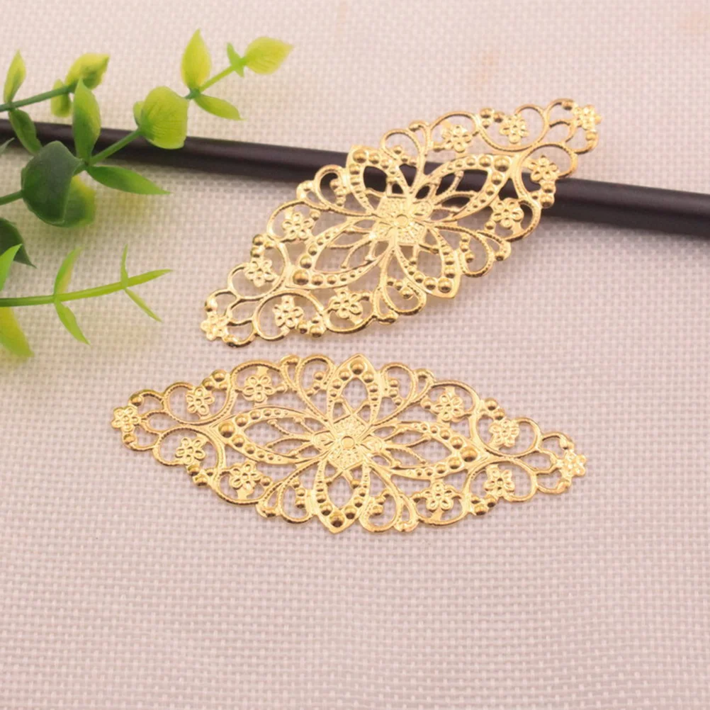 30PCS Metal Hollow Long Flower Pendant Charms Archaistic DIY Jewelry Making Material for Hairpin Hair Accessories (Random Patter