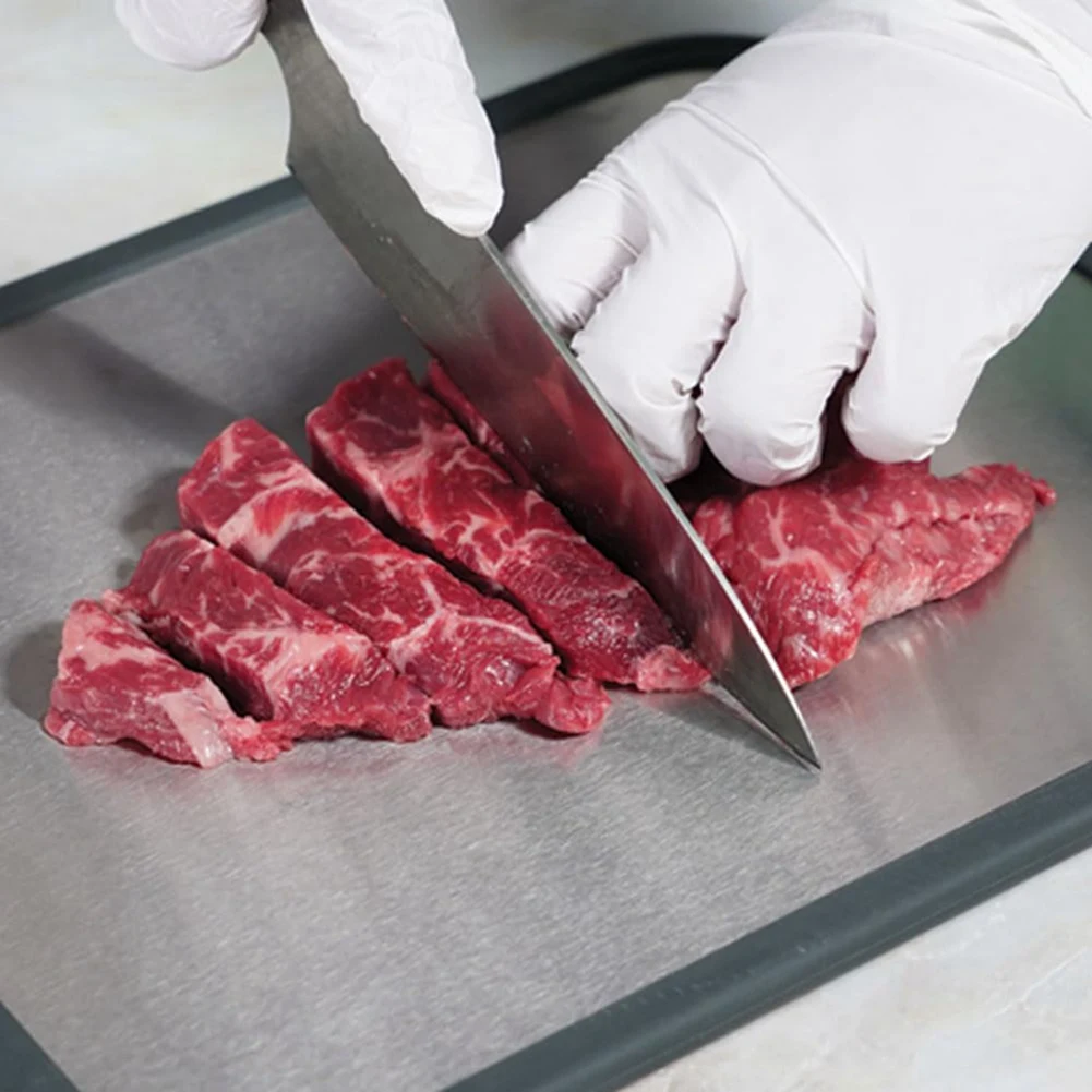 

ZZ-Двусторонняя разделочная доска Разделочная доска Разделочная доска из нержавеющей стали, нескользящая, легко чистится