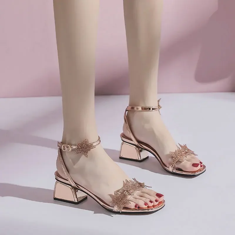 With Medium Heels Woman Shoes Round Toe Tip Sandals For Women Cheap Liquidation Wholesale Bulk And Low Price Comfort Offer Sales