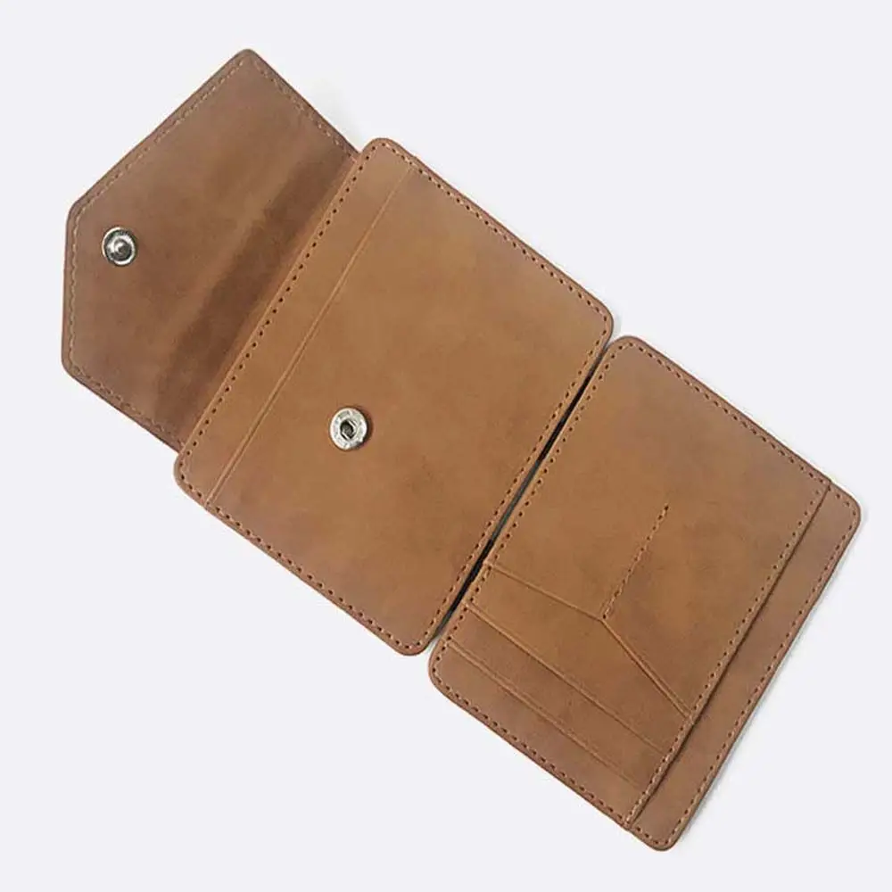 Funda de cuero PU portátil para tarjetas bancarias, billetera mágica, Mini monedero, clips para dinero, billetera para hombres