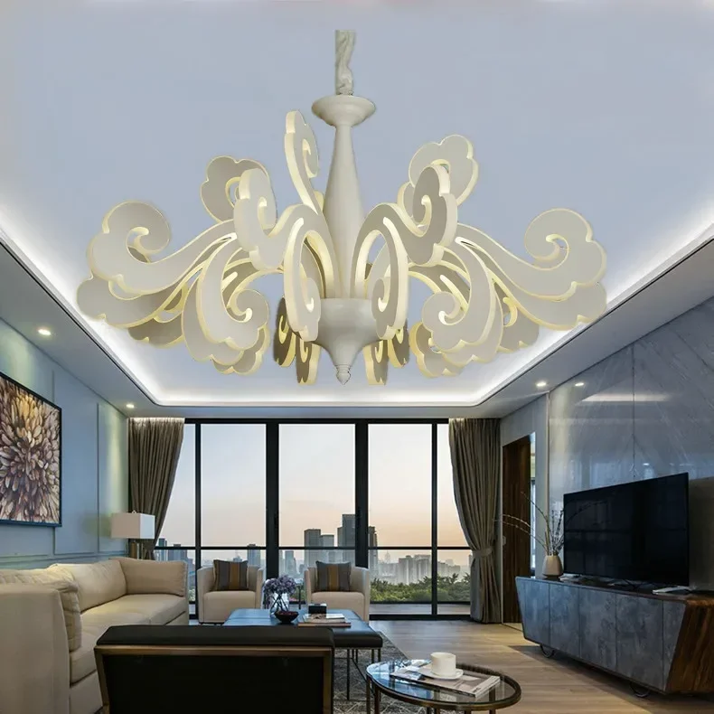 Modern European wrought iron chandelier warm creative simple led acrylic living room restaurant Xiangyun lamp wall light