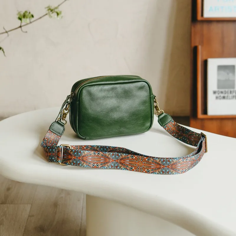

Johnature 2025 New Genuine Leather Women Crossbody Bag Retro Pillow Bag Solid Color Soft Cowhide Versatile Shoulder Bag