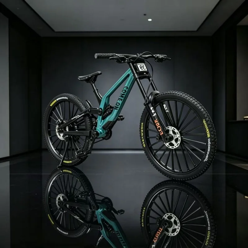 cm All-Terrain Alloy Downhill Bike Model, Front & Rear Movable Suspension, Detailed Simulation Bicycle Replica, Desktop Collecti