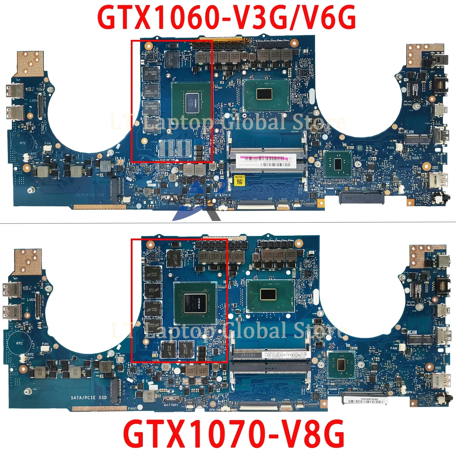 GL702VM Laptop Motherboard For ASUS FX70V GL702VMK GL702VSK GL702VS GL702VML GL702 Mainboard I5 I7 GTX1060-3G/6G GTX1070/8G