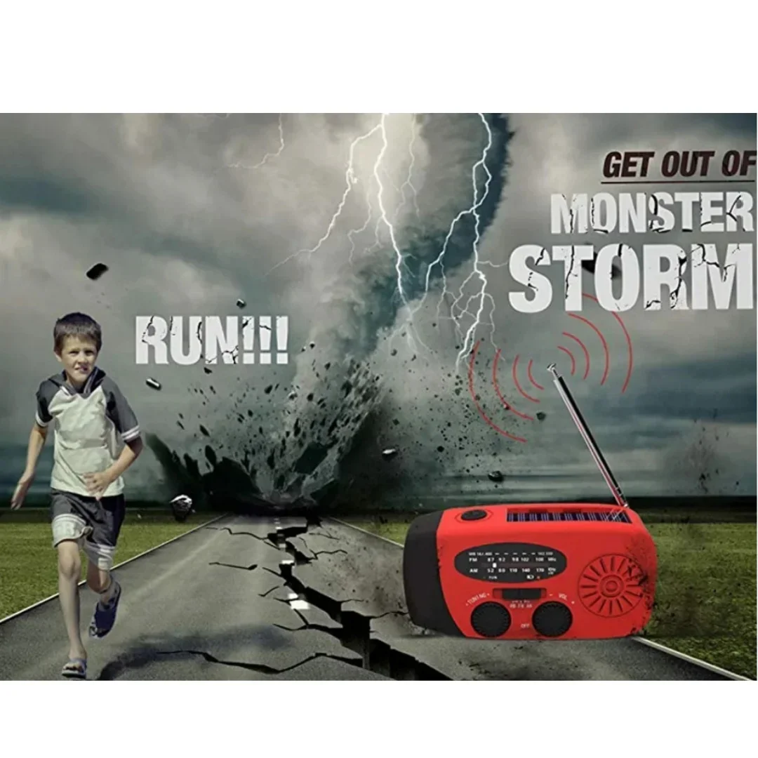 High-Power Outdoor Emergency Radio Portable Power Generation Radio Disaster Prevention Solar Hand Crank Radio AM/FM Radio