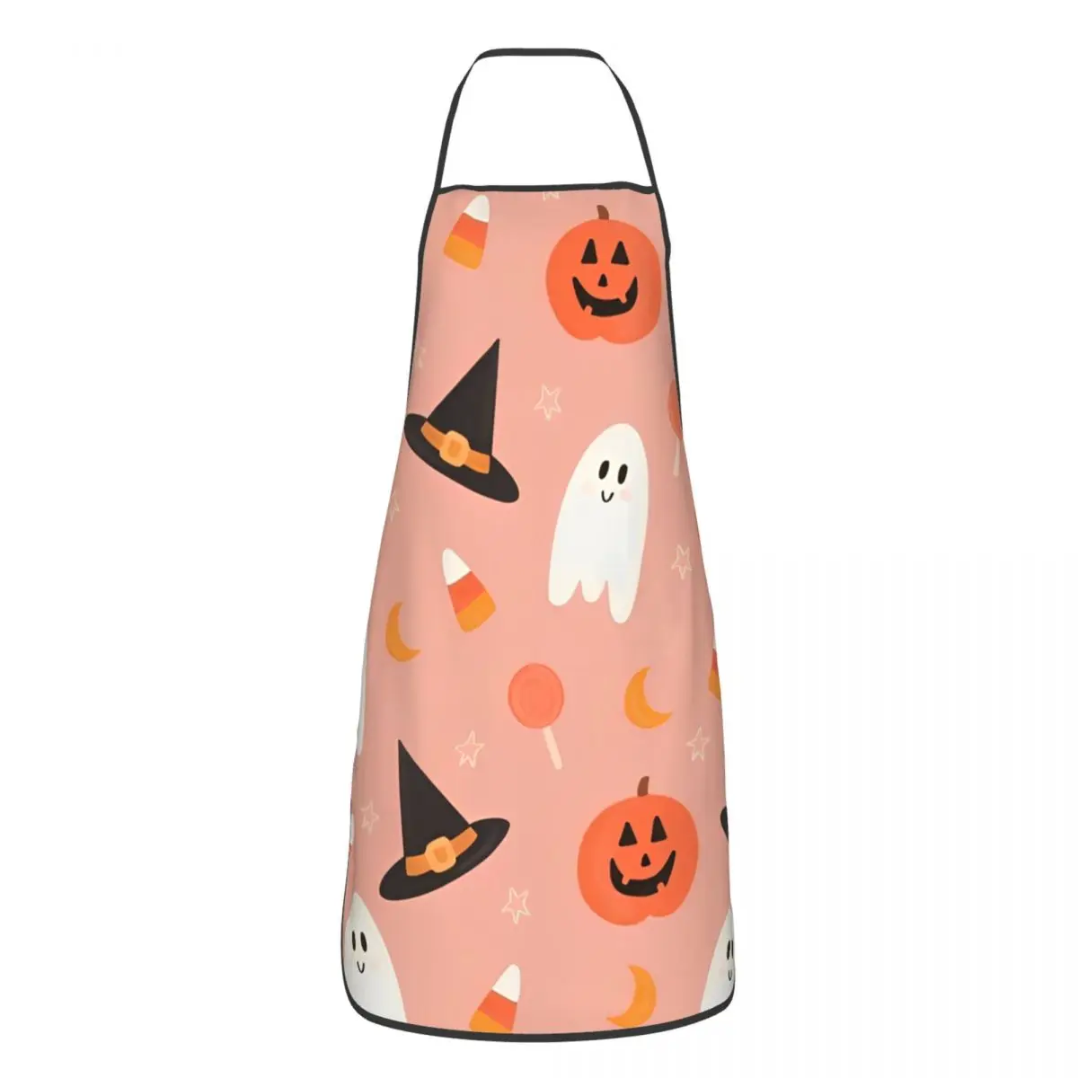 Halloween Pumpkins Ghosts Apron for Women Men Printed Kitchen Bib Trick or Treat Cute Polyester Household Cleaning Pinafore