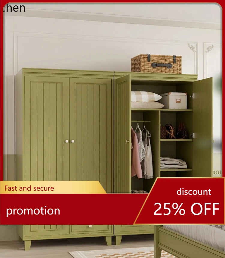 HT Solid Wood Wardrobe Bedroom Storage Cabinet Eco-friendly Wardrobe Finished Furniture