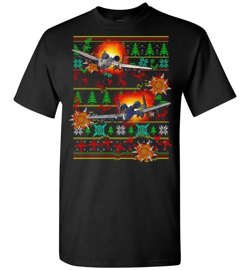 Novelty A-10 Warthog Ugly Christmas Sweater T Shirt. New 100% Cotton Short Sleeve O-Neck Casual T-shirts Loose Top Size S-3XL
