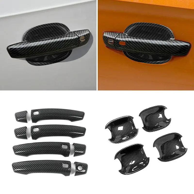 

For Audi A3 8V 2014 2015 2016 2017 2018 2019 2020 ABS Car Exterior Door Handles Pull Doors Bowl Cover Trim Carbon Fiber Texture