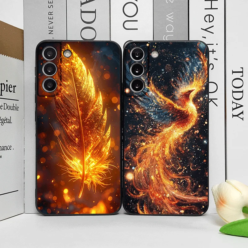 Funda de teléfono con diseño de plumas de fuego de Fénix de lujo para Google Pixel 10 9 A 8 A 7A 6A 7 PRO 8 9 Pro XL 4G 5G, funda suave de silicona TPU