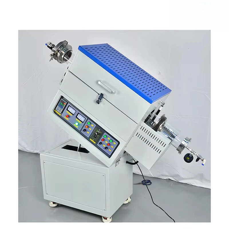 Lab Electric Tube Furnace 1200C Single Temperature Zone Rotary Tilting Vacuum Tubular Furnace with Diameter 60mm Quartz Tube