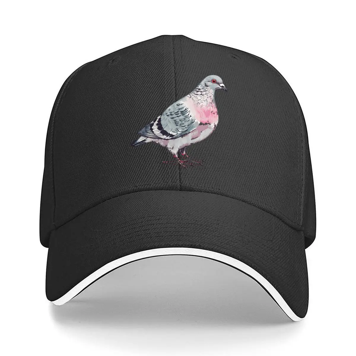 Realistic Gray Pigeon Bird Illustration Artwork Hip Hop hat Fashion Outdoor Sports Sandwich Baseball Cap