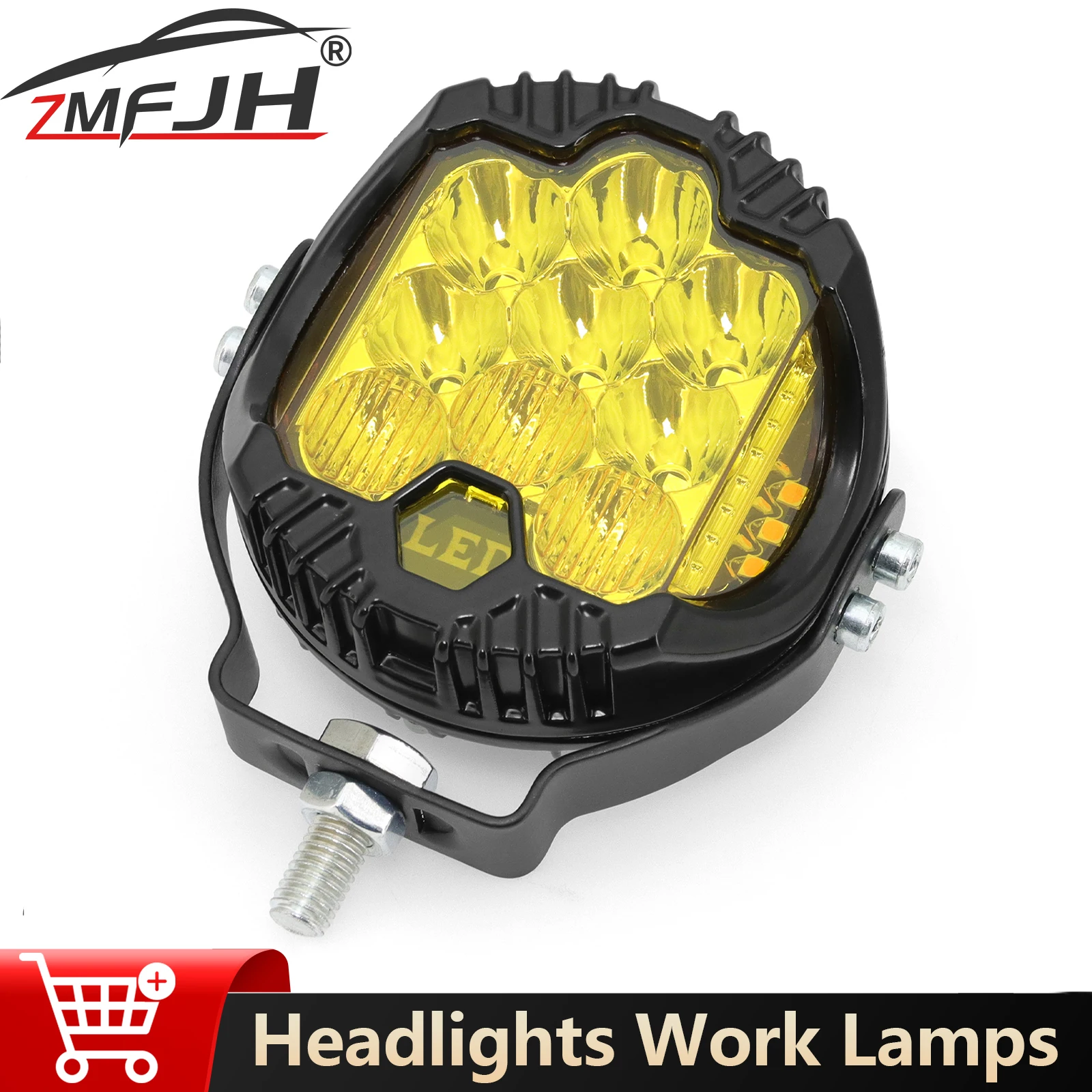 

LED Motorcycle Headlights Work Lamps Driving Lamp For Lada Offroad 4X4 Vehicle Yellow Auxiliary Lights Spot light 12V 24V