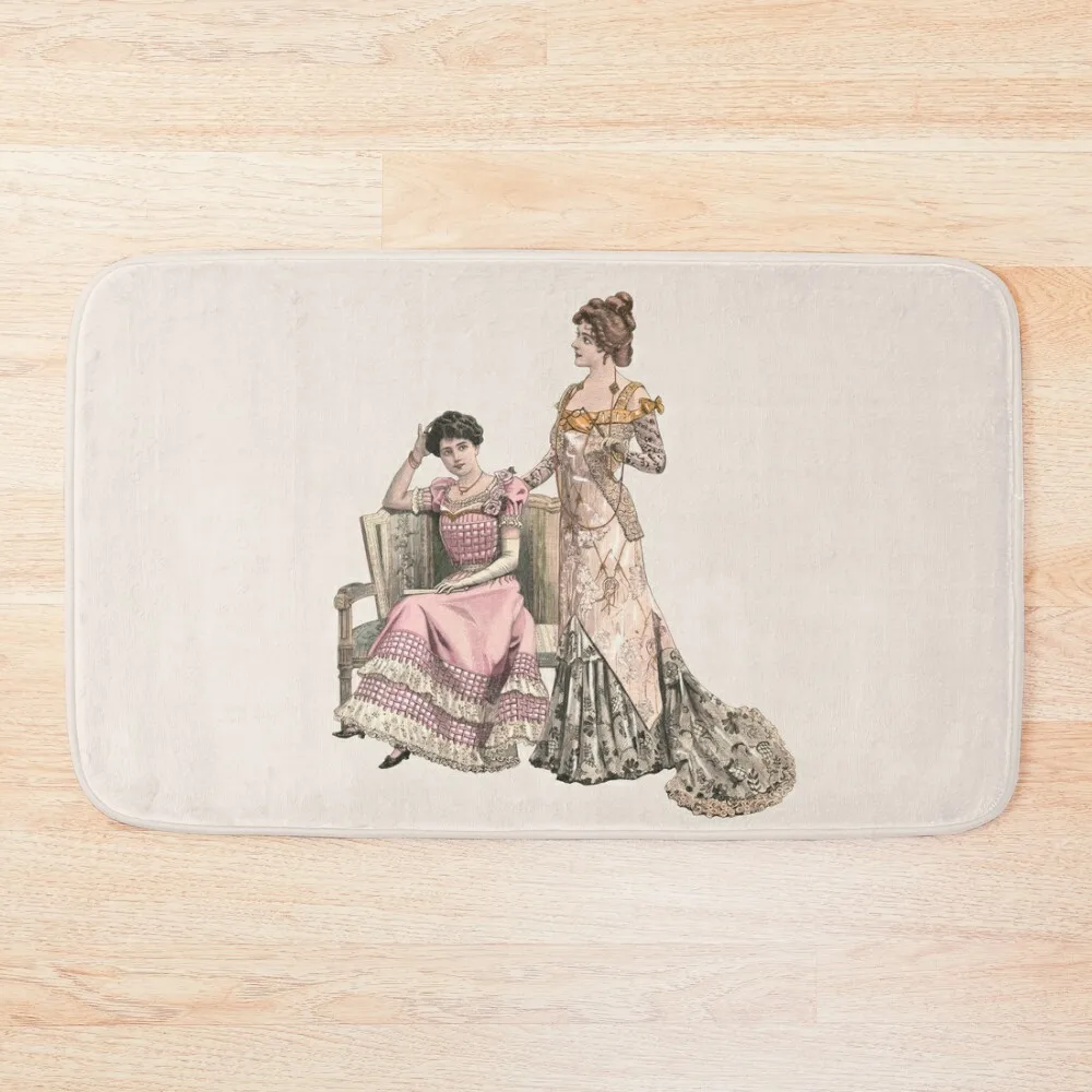 

Two edwardian Ladies wearing ballgowns Bath Mat Washable Non-Slip Kitchen Rug DoorFor The Door Mat