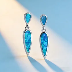Delicate Water Drops Gentle wind Blue Opal Beautiful Mutil-color Zirconia Earrings Ladies Fashion Jewelry Gift for Girlfriend