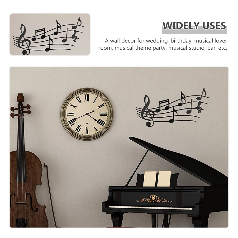 

Music Notes Wall Decor Metal Sculpture Large Size Classic Color Bedroom Study Room Kitchen Music