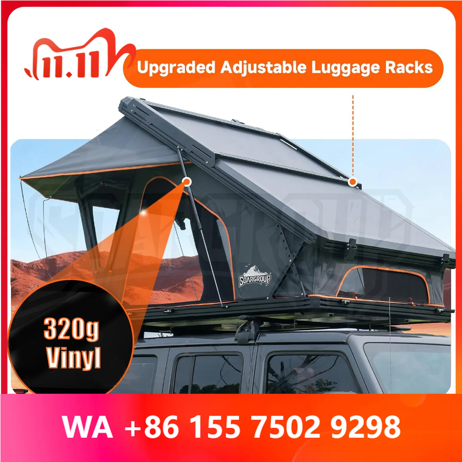 High Quality Four Season Truck Car Rooftop Tent X Hinge Camper Aluminum Hard Shell Roof Top Tent Outdoor Camping 2-3 Person