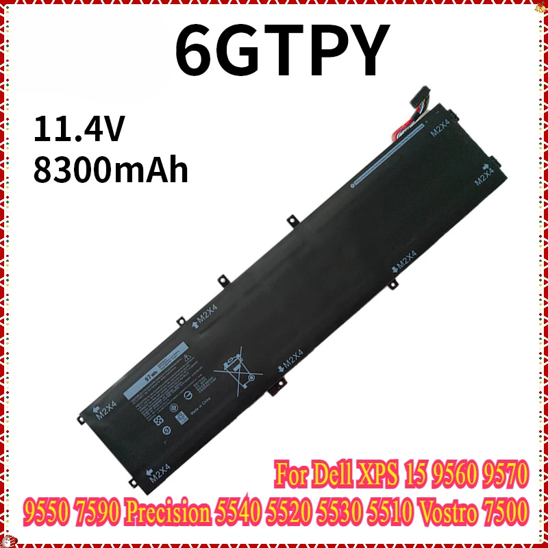 6GTPY Laptop Battery for Dell XPS 15 9560 9570 9550 7590 Precision 5540 5520 5530 5510 Vostro 7500 Series 5041C 5XJ28 GPM03