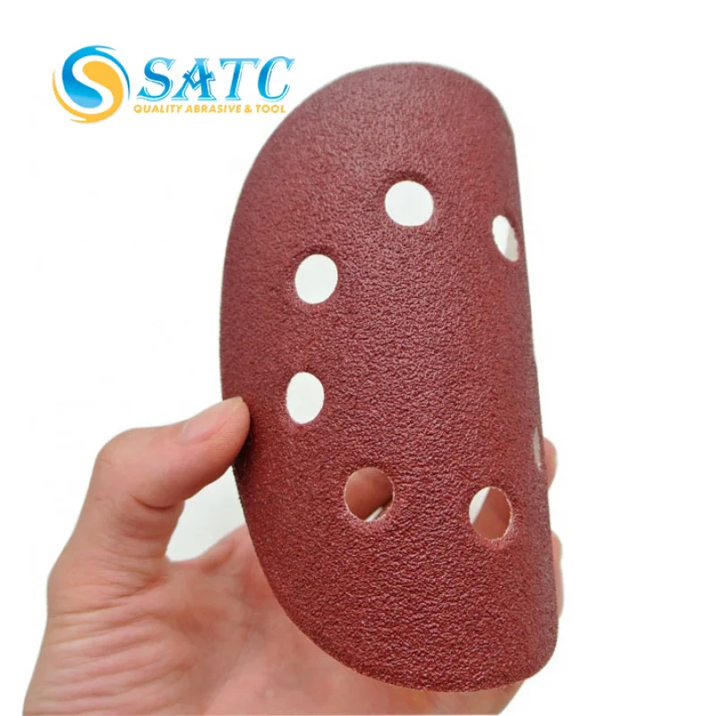 SATC 180 #115mm 8 Holes Sanding Disc Red Automotive Metal Wood Grinding Abrasive Film Grit 240 Aluminum Oxide Foam Material OEM