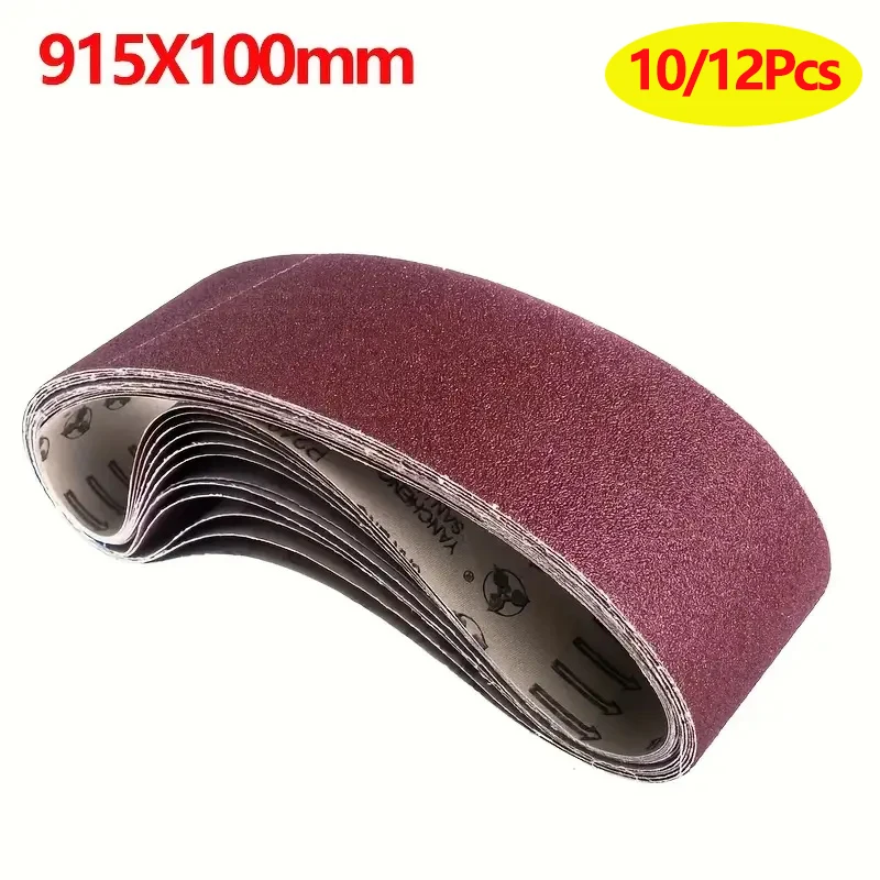 10/12Pcs4 X 36 นิ้วเทปขัดอลูมินาชุด - 60/80/120/150/240/400 Grits เทปขัดสําหรับเทปขัดแบบพกพา