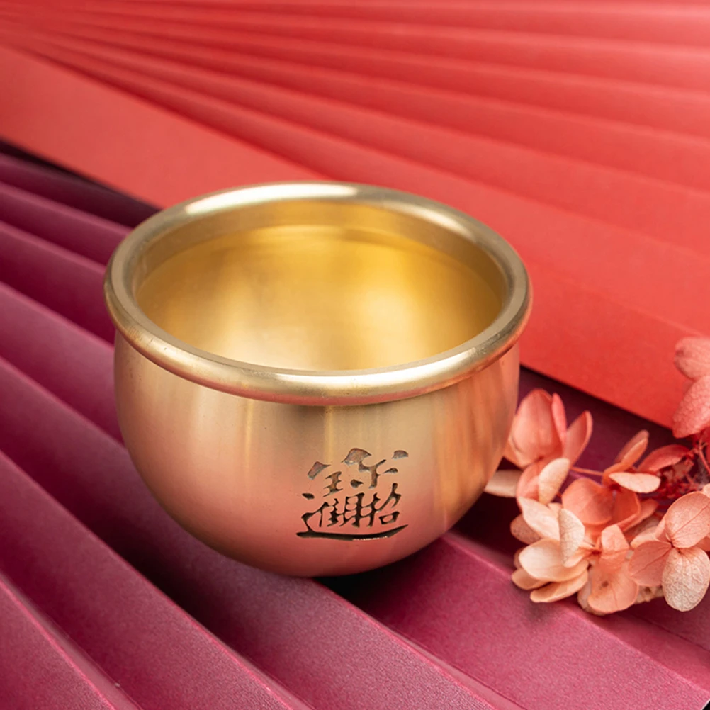 

1pc Copper Luck Ashtray Fortune Cornucopia Decor Storage Jar Incense Burner Home Office Bar Decorative Ash Tray Environmentally