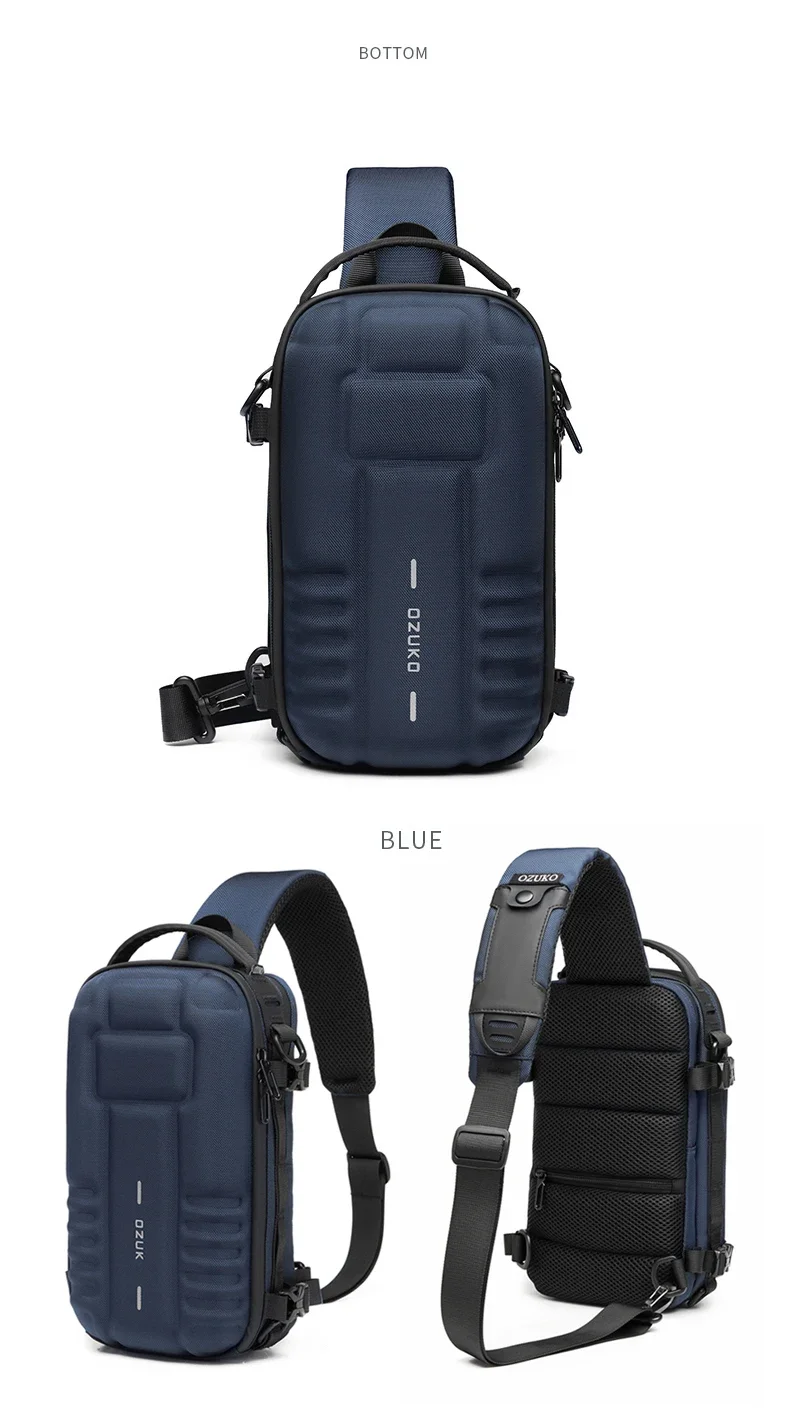 OZUKO Hard Shell Flex Bag Men Sports Shoulder Bag Multifunctional Large Capacity Waterproof High Quality Outdoor Tactical Bag