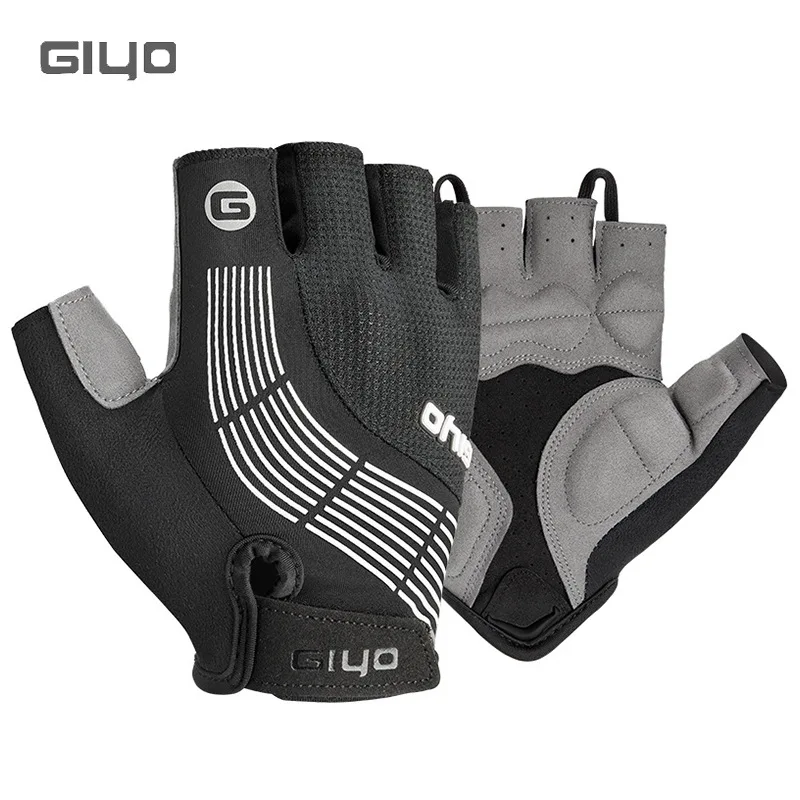 

Giyo Cycling Fingerless Gloves Summer Bicycle Half Gloves SBR Padding Shock Absorbing Lycra Fabric Mittens Stretchy & Breathable