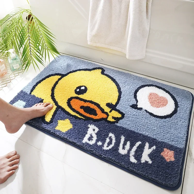 New Little Yellow Duck Absorbent Non Slip Bathroom Floor Mat Bedroom Entrance Quick Drying Foot Mat Thickened Bathroom Carpet