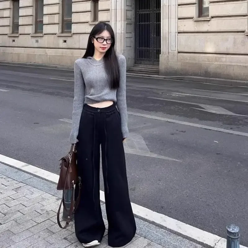 البلوزات لاعبا البلوفرات امرأة أعلى الياقات متماسكة مثير نمط BF Y2K اجتماع الأعمال المهنية الحديثة بسيطة الخريف الصلبة #3