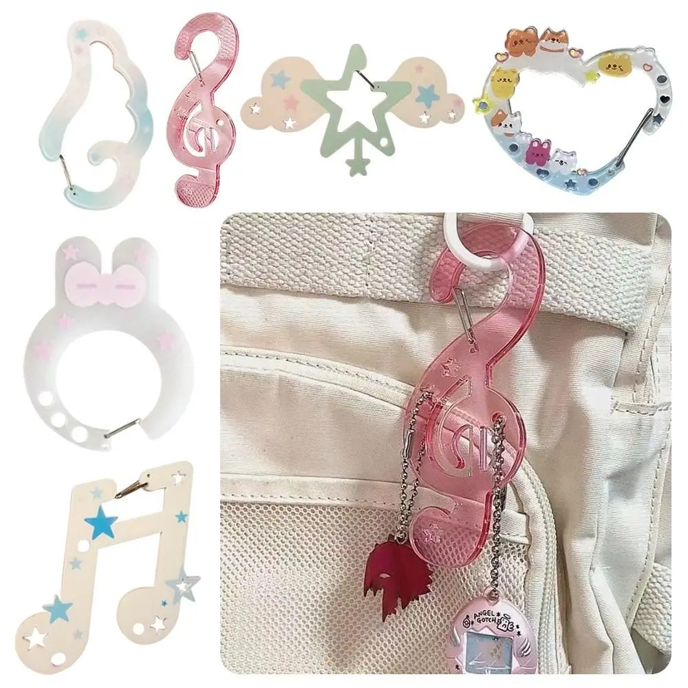 Transparent Acrylic​​ Cartoon Carabiner Charm​​ ​​Candy Colors​​ ​​Carabiner Clip​​ Phone Pendant​​ Compact Size Durable​​