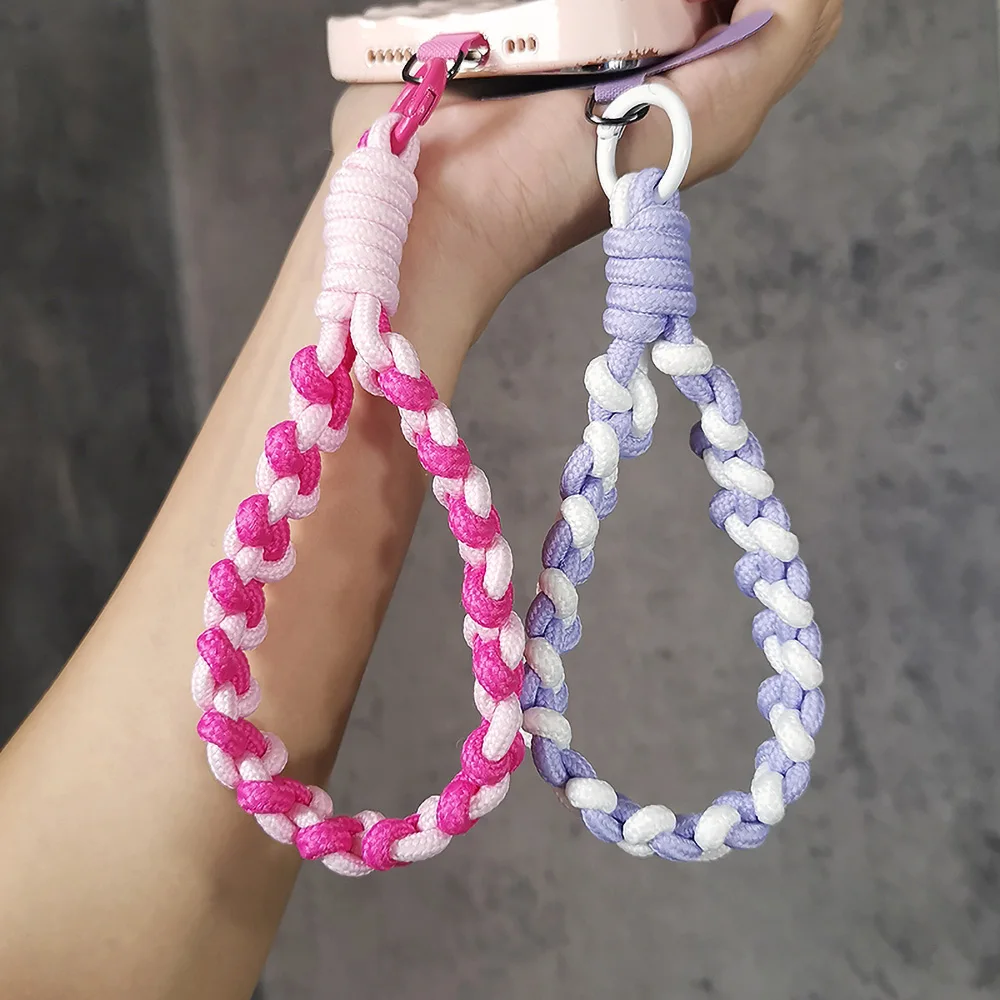 

Handwoven Adjustable Universal Mobile Phone Lanyard Short Wrist Strap Outdoor Sports Convenient Safety Anti-drop Rope Keychain