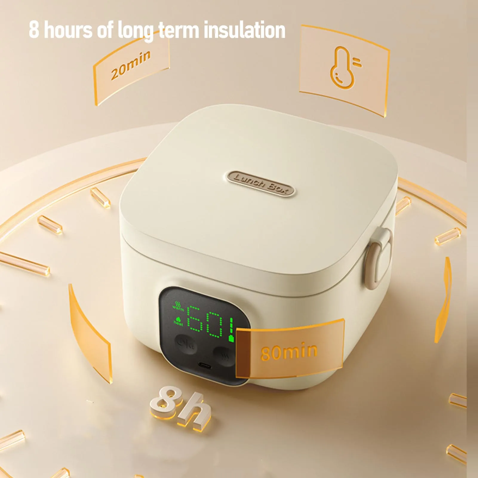 500ml Food Warmer Bowl Timer Intelligent Constant Temperature Bowl Fast Heating Insulated Lunch Container Stainless Steel