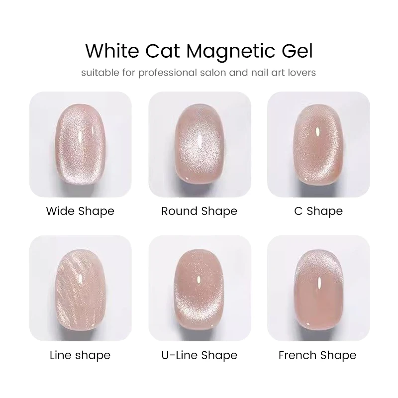 UR SUGAR 15ml 2Pcs/Set Glitter Moonlight White Cat Magnetic Gel Nail Polish Shine Semi Permanent Nude Color Jelly Gel Nail Art