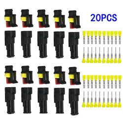 10 Kit 2 Pin Way Waterproof Electrical Wire Connector Plug 1.5mm Terminals 2Pin HID Plug Auto Xenon lamp Plug Connectors