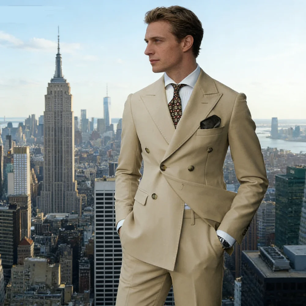 

Подходит для пиковых лацканов, комплект из двух предметов, свадебные мужские костюмы, модный стиль, пиджак, брюки, официальная деловая вечеринка, одежда для жениха, смокинги, костюм Homme