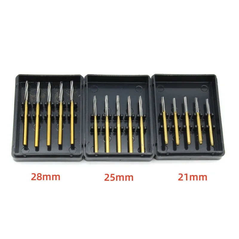 5pcs/box Dental High Speed Drills Tungsten Steel Carbide Bits Tooth Extraction burs for Dentist 21mm 25mm 28mm