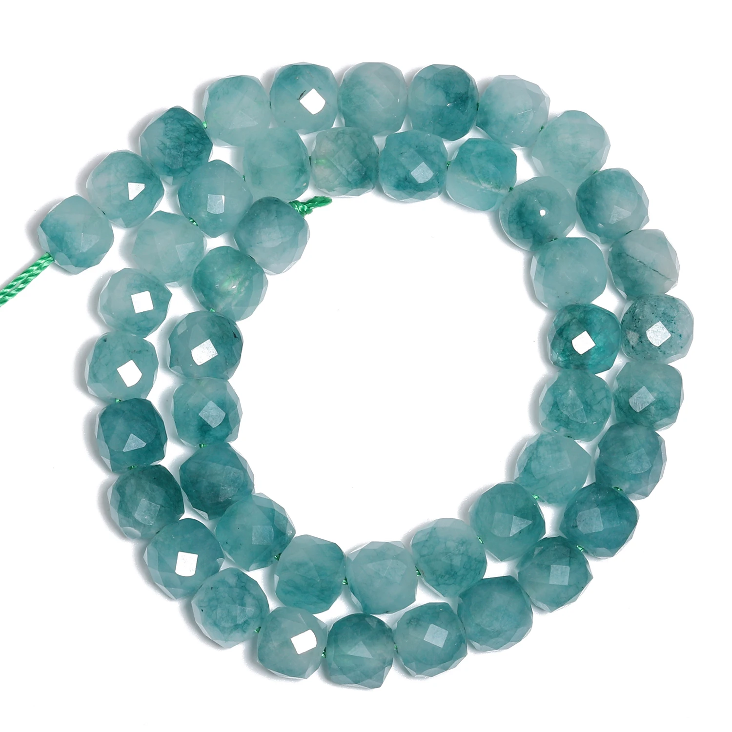 7-8mm Natural Chrysoprase Stone Beads Faceted Cube Shape Beads for Jewelry Making Diy Bracelet Beadings Accessories Wholesale