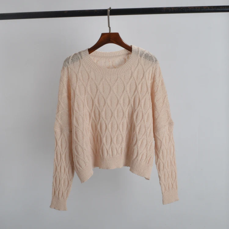 

Spring Autumn round Ne ort Loose Knitted Long Sve Pure Color Top Comfortable Regular Fit Knitwear for Women