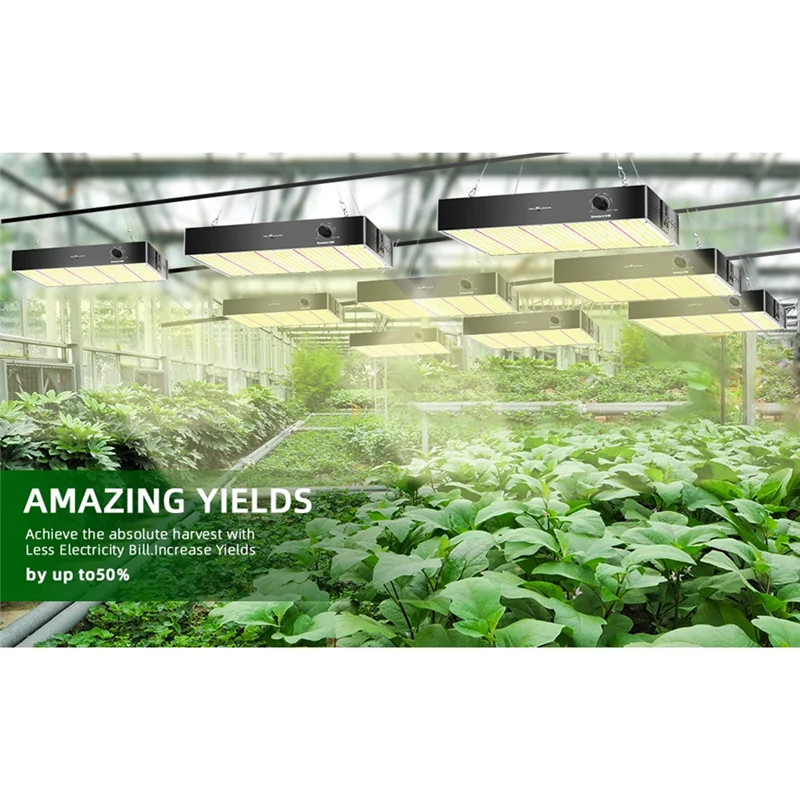200W PB2000 LED Grow Light Full Spectrum Withdimmable Silent Fan Forindoor Plants Flower Vegetable Seedling Lighting US Plug