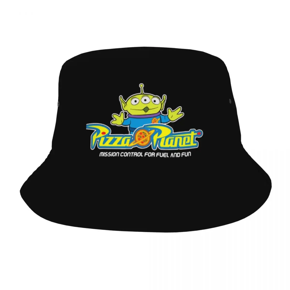 

Unisex Bucket Hats Pizza Planet Checkered Toy Story Summer Travel Headwear UV Protection Vacation Fishing Cap Panamka Gifts Idea