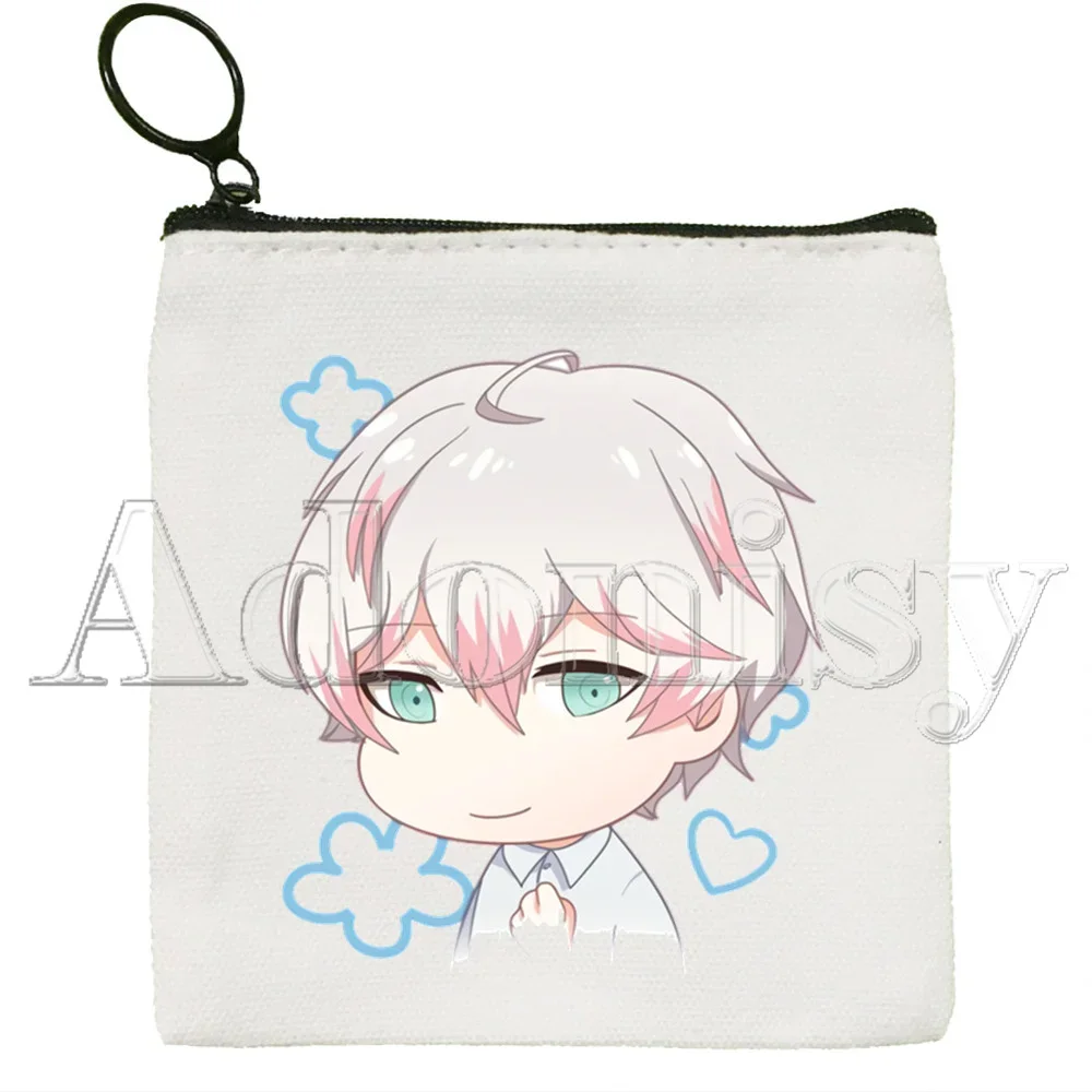 Portafoglio Mystic Messenger dipinto a mano borsa in tessuto bianco puro in tela bianca piccola borsa portamonete dipinta a mano personalizzata