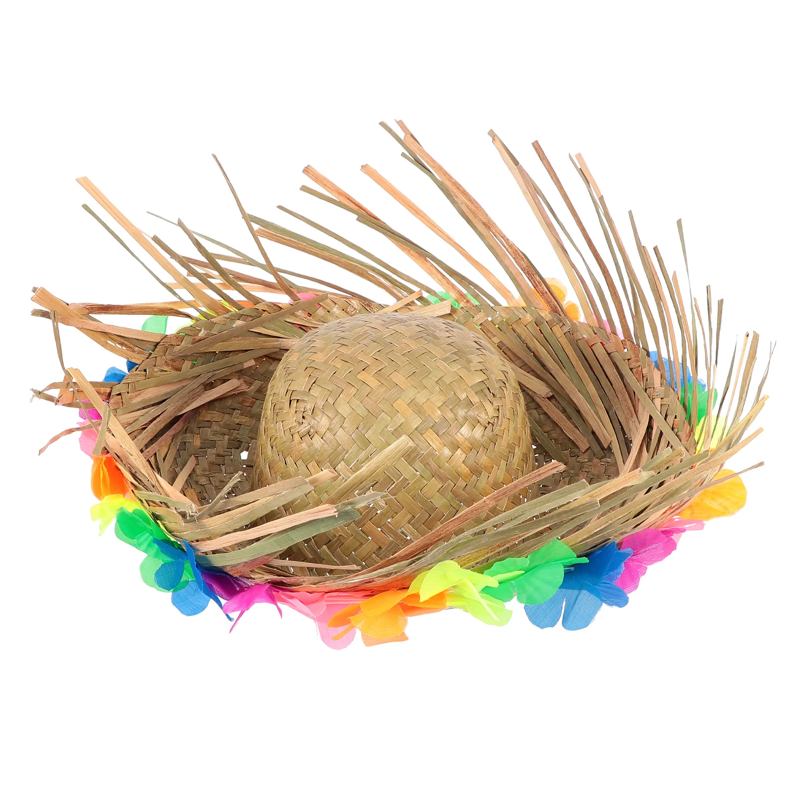 

Round Straw Hat Hawaiian Men Apparel Lei Women's Grass Beach Hats Bulk Cowboy Outfits for