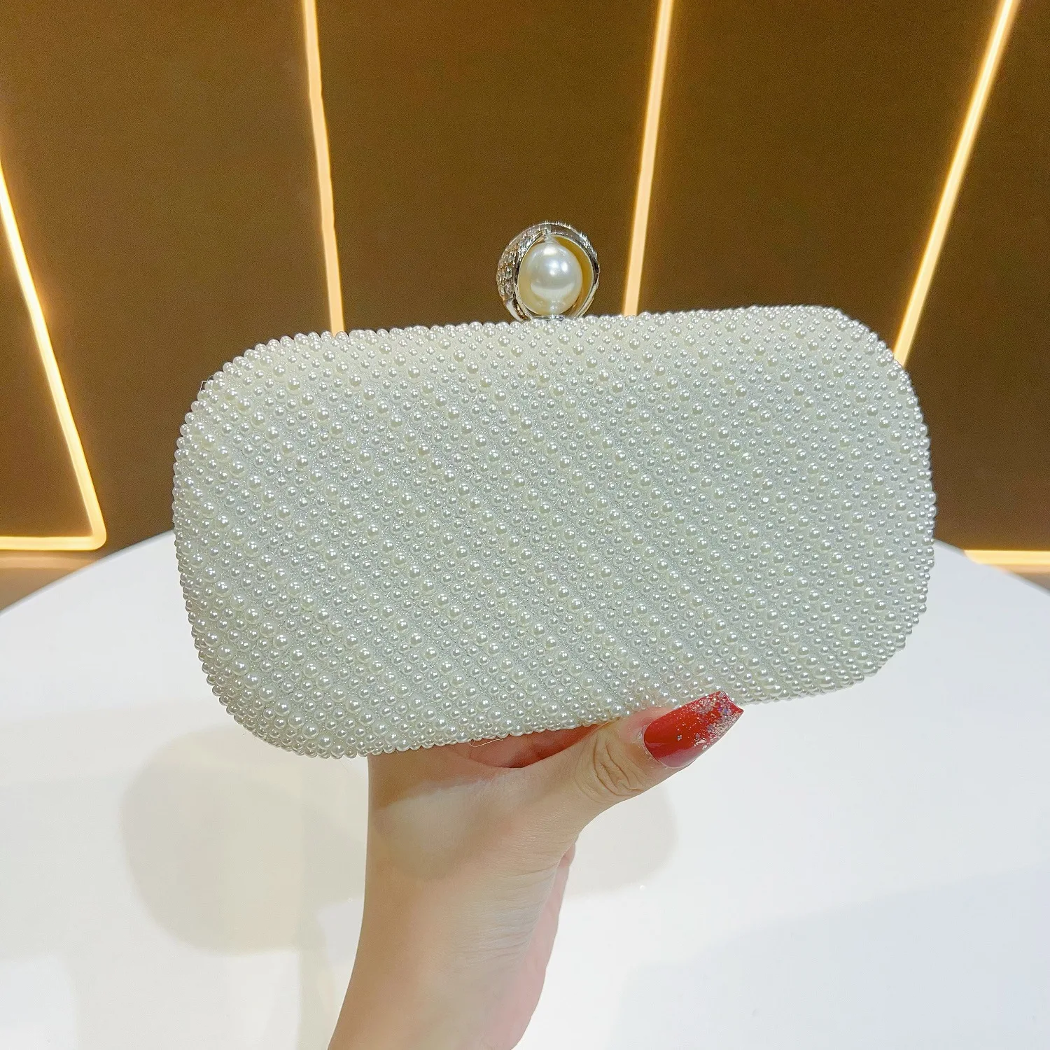 New Pearl Handle Evening Bag Women’s Vintage Polyester Fiber Clutch Crossbody Ball Gown Satchel Qipao Party Purse Elegant Tote