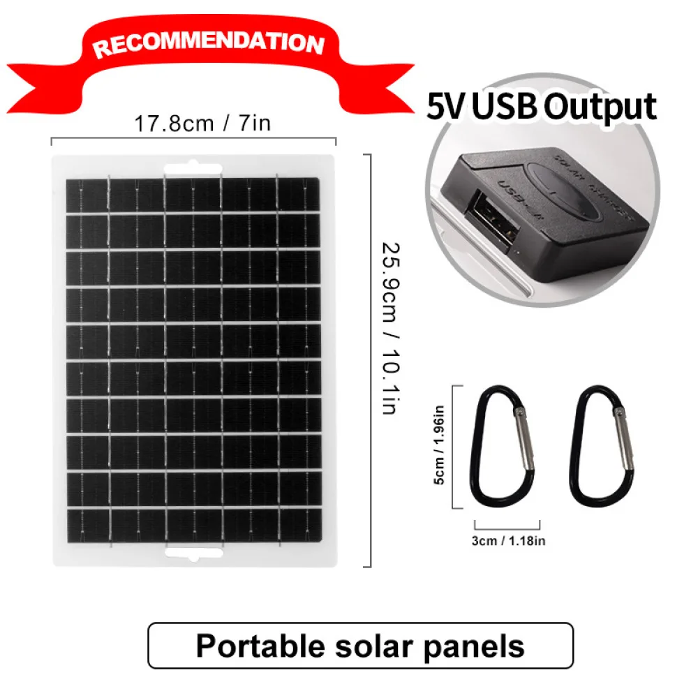 Portable Solar Panel Charger Foldable Power Bank For Outdoor Camping Hiking Travel USB Phone Charging Supply Device 5V