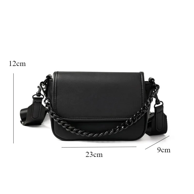 Chains Crossbody Bag Men Fashion Design Men's Crossbody Bag Flap PU Leather Shoulder Messenger Bags Male Square Sling Satchels
