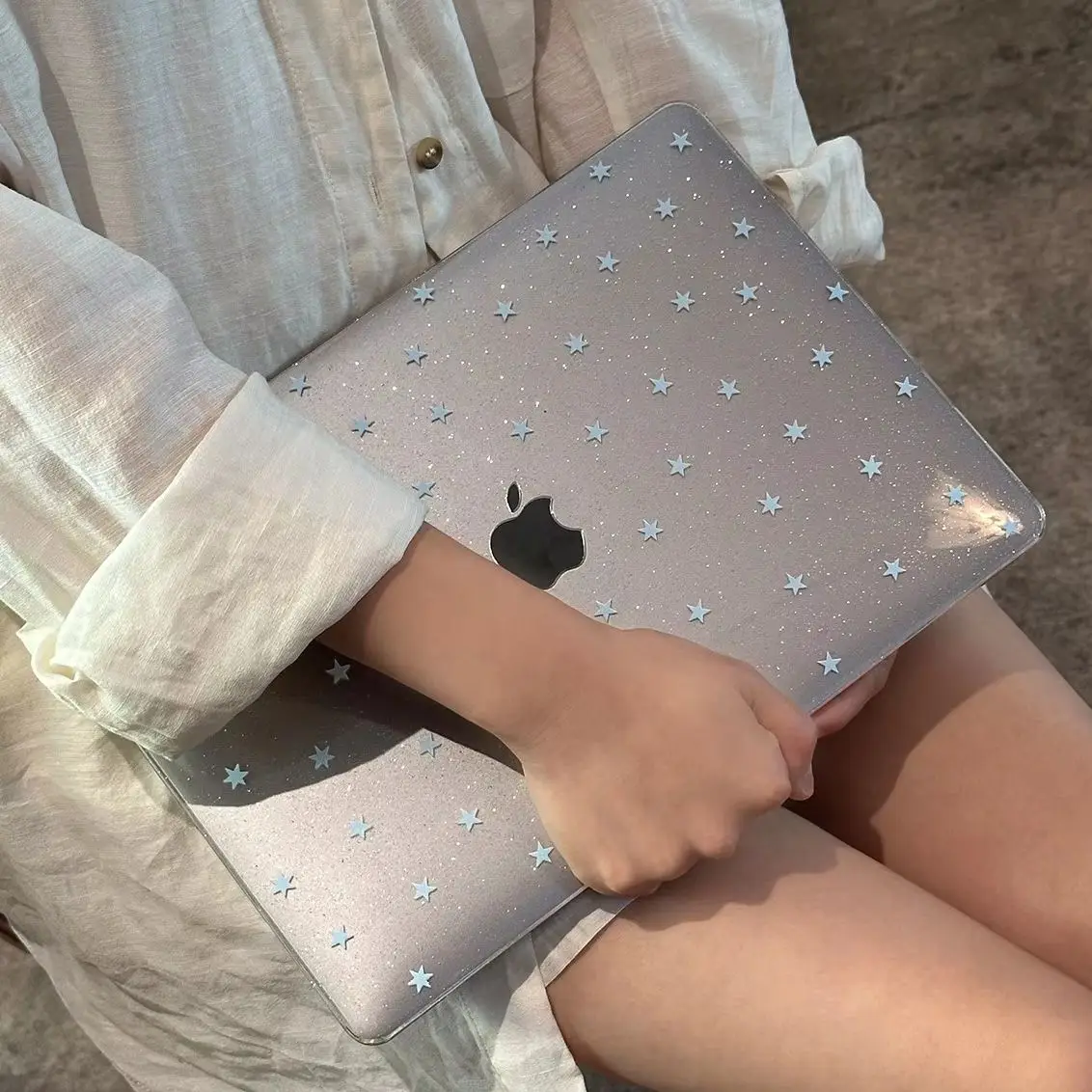 Blue Star Sky Y2K Shining Laptop Case For Macbook Air 13.6 M4 NEO 15 M3 Hard Glitter Cover For Mac Book Pro 13 M1 M2 14 M4 M5 16