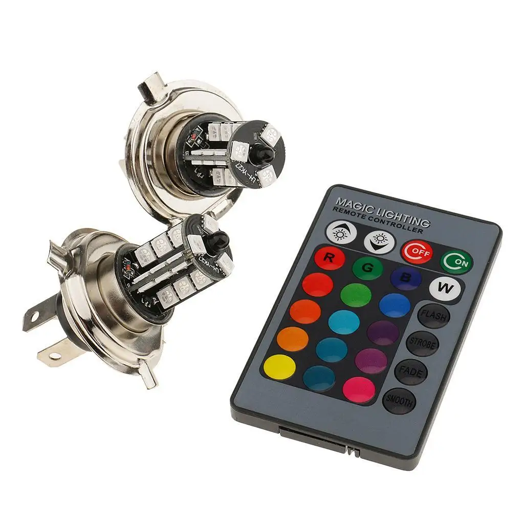 Multicolor LED Fog Light Remote Headlamp Dual Color Bulb for Car Fog Lamp DIY Direct Replacement